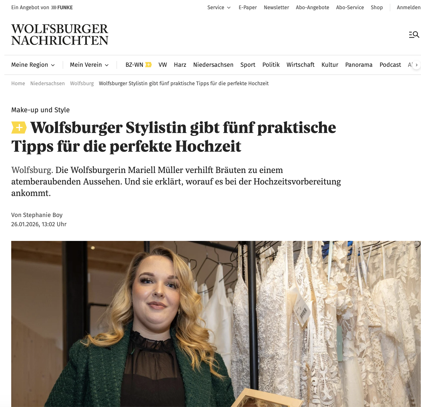 Bericht der Wolfsburger Nachrichten über Visagistin Mariell Müller aus Wolfsburg